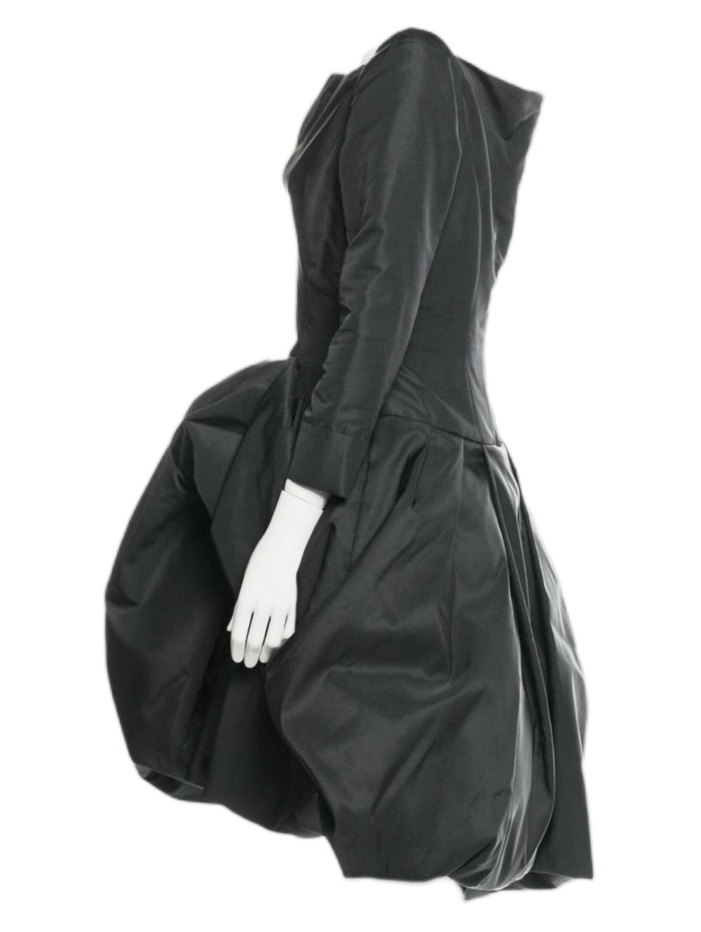 $4,800 OSCAR DE LA RENTA BLACK SILK BLACK LINED VOLUMIN ROSE RUNWAY DRESS US 8 - Picture 8 of 16